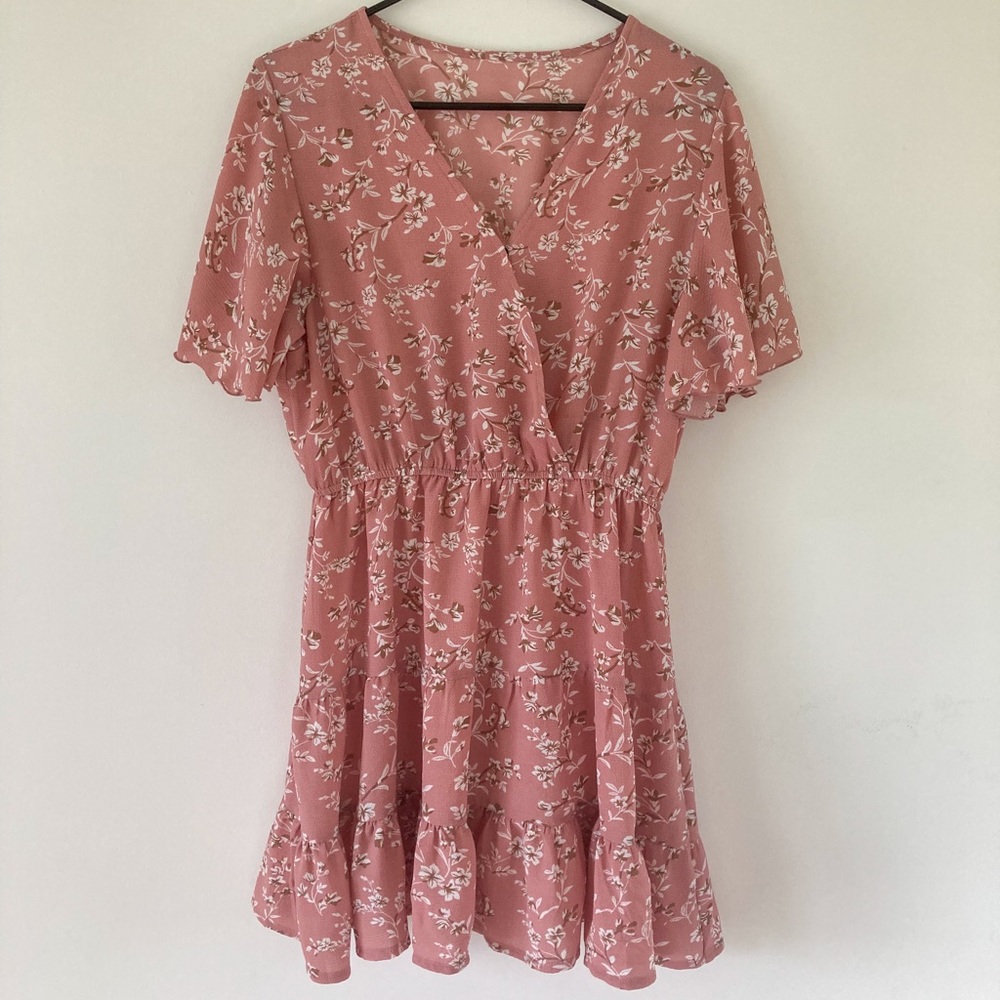 SHEIN Pink Floral Dress Large